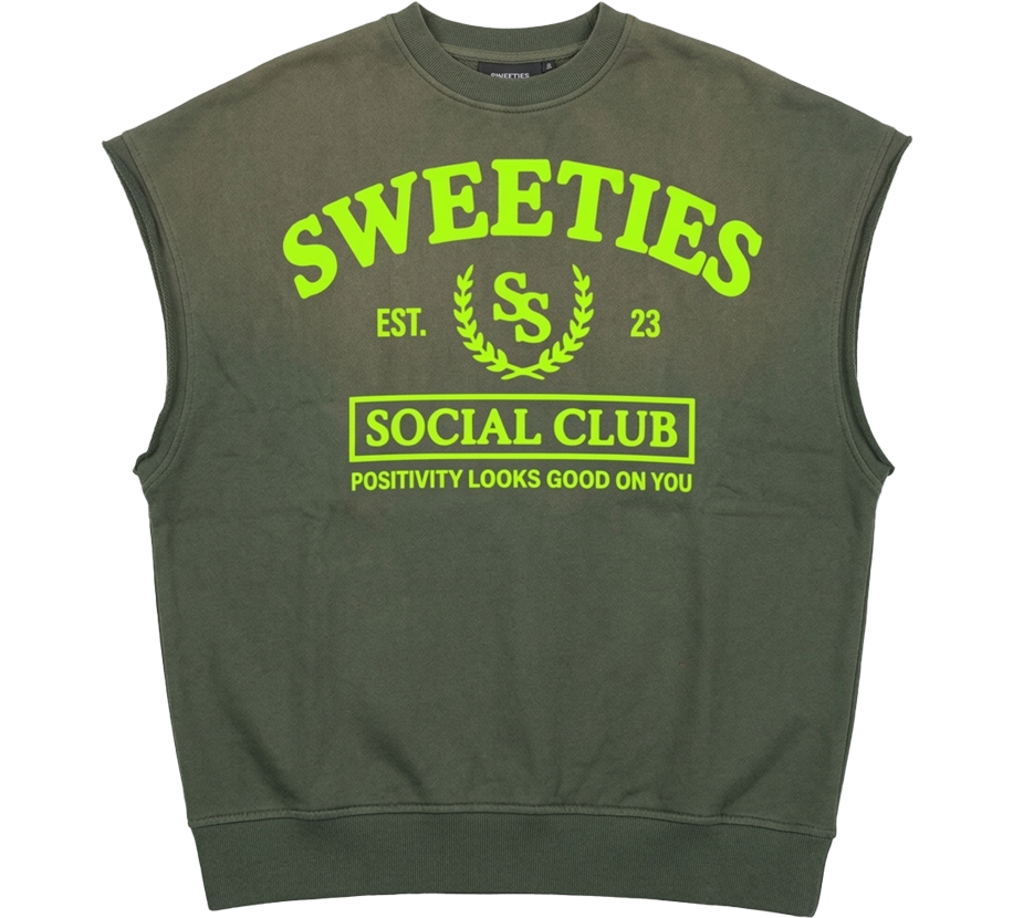 Sweetie Social Club Cutoff Sweatshirt - Green