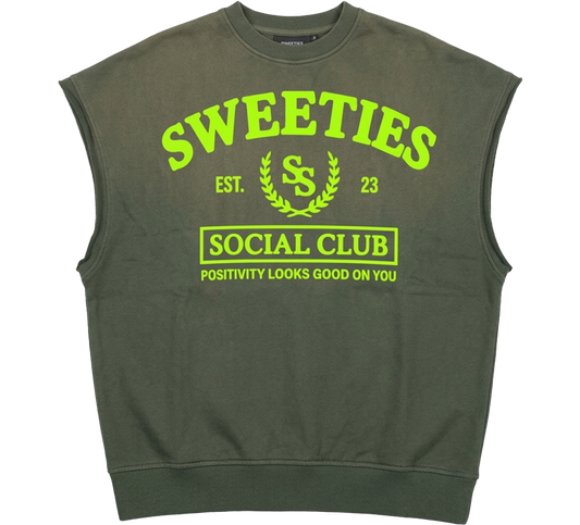 Sweetie Social Club Cutoff Sweatshirt - Green