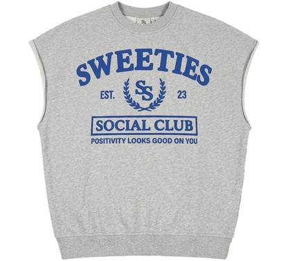 Sweeties Social Club Distressed Cutoff Crewneck - Gray
