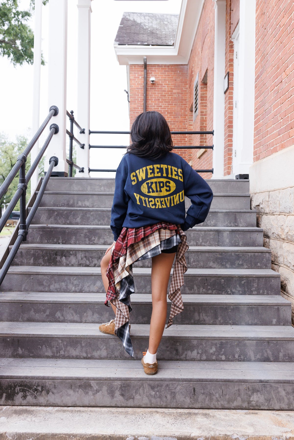 Sweeties University crewneck back print, worn