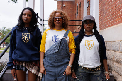 Sweeties University raglan tees worn on campus